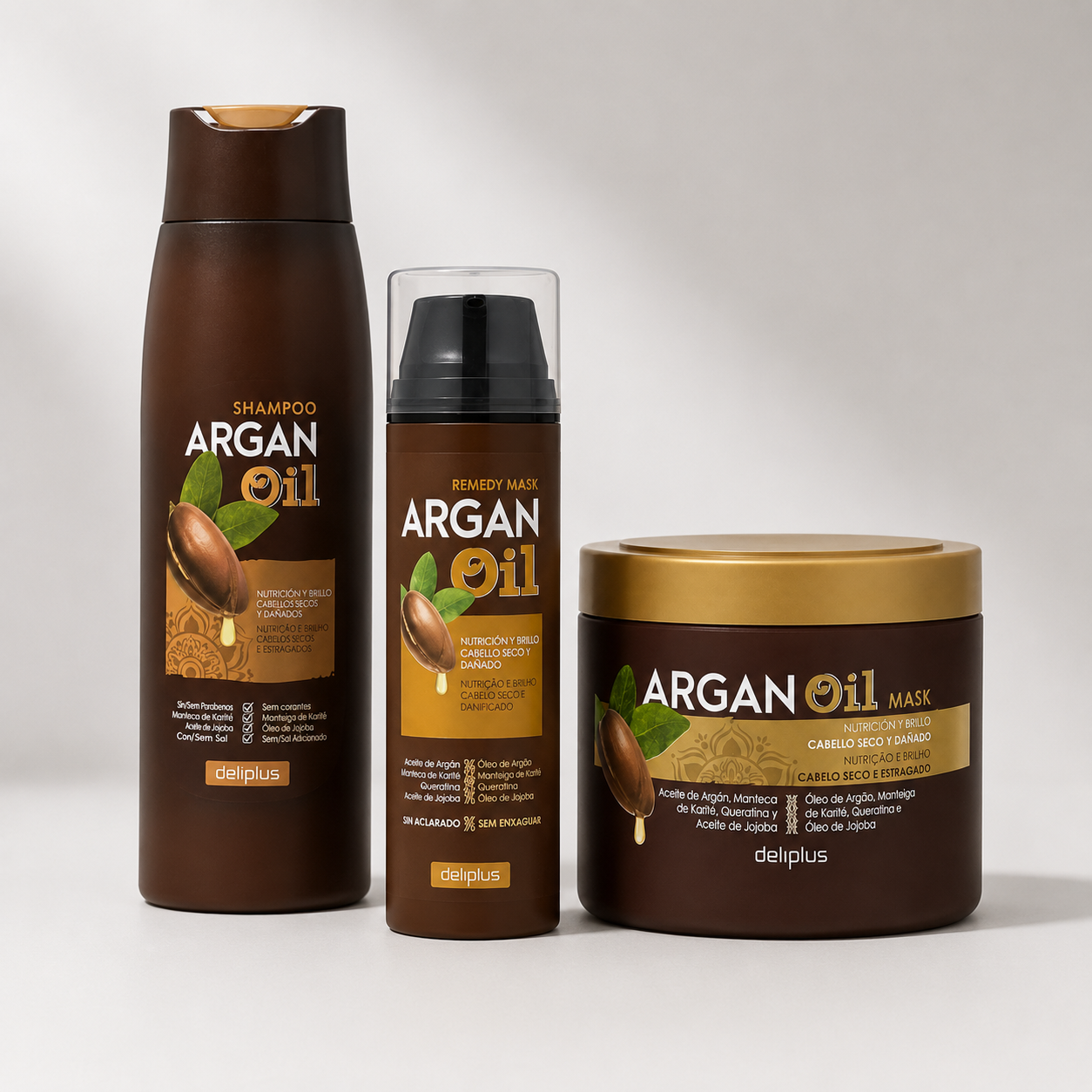 Deliplus - Kit Capillaire Argan Oil - Shampooing, Masque Remedy et Masque Pot